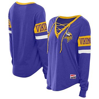 Women's New Era Purple Minnesota Vikings Throwback Lace-Up Long-Sleeve T-Shirt