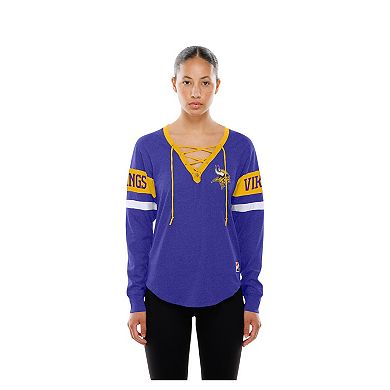 Women's New Era Purple Minnesota Vikings Throwback Lace-Up Long-Sleeve T-Shirt
