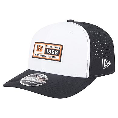 Men's New Era White/Black Cincinnati Bengals Established Patch 9SEVENTY Adjustable Hat