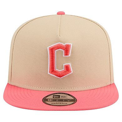 Men's New Era Light Beige/Coral Cleveland Guardians Color Pack A-Frame 9FIFTY Snapback Hat