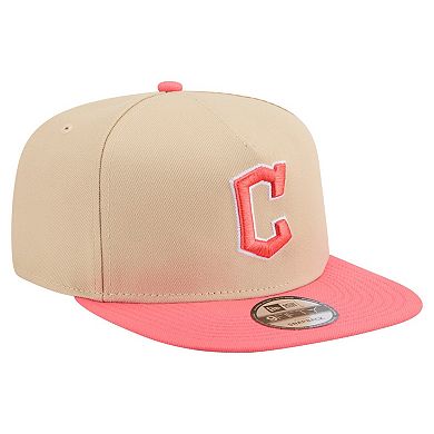 Men's New Era Light Beige/Coral Cleveland Guardians Color Pack A-Frame 9FIFTY Snapback Hat