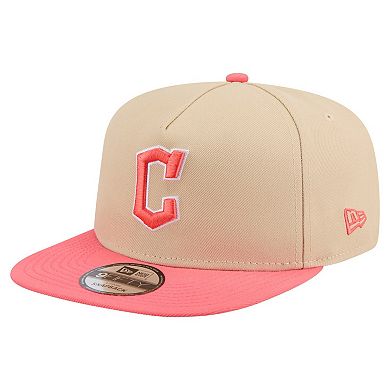 Men's New Era Light Beige/Coral Cleveland Guardians Color Pack A-Frame 9FIFTY Snapback Hat