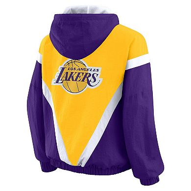 Women's WEAR by Erin Andrews Gold/Purple Los Angeles Lakers Color-Block Full-Zip Windbreaker
