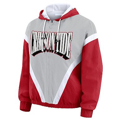 Women's WEAR by Erin Andrews Crimson/Gray Alabama Crimson Tide Colorblock Full-Zip Hoodie Windbreaker Jacket