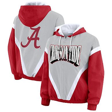 Women's WEAR by Erin Andrews Crimson/Gray Alabama Crimson Tide Colorblock Full-Zip Hoodie Windbreaker Jacket