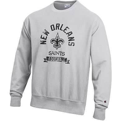 Men's Champion Heather Gray New Orleans Saints Reverse Weave Fleece Pullover Sweatshirt