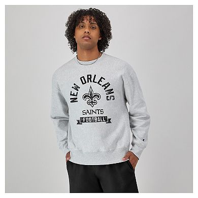 Men's Champion Heather Gray New Orleans Saints Reverse Weave Fleece Pullover Sweatshirt