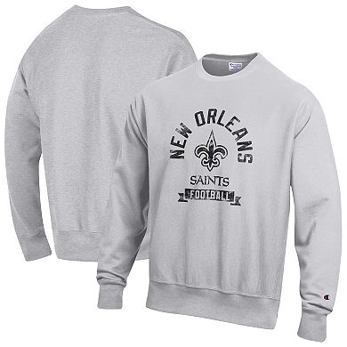 Men's Champion Heather Gray New Orleans Saints Reverse Weave Fleece Pullover Sweatshirt