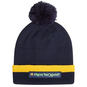 Men's Under Armour Navy Notre Dame Fighting Irish Cheer Her Name Drive Cuffed Knit Hat with Pom
