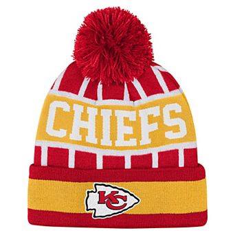 Youth Outerstuff Red Kansas City Chiefs Go Fast Cuffed Knit Hat with Pom