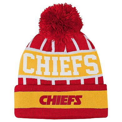 Youth Outerstuff Red Kansas City Chiefs Go Fast Cuffed Knit Hat with Pom
