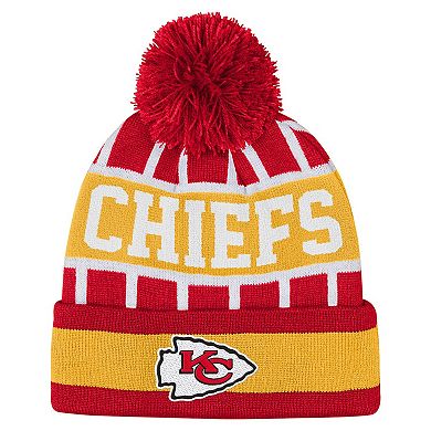 Youth Outerstuff Red Kansas City Chiefs Go Fast Cuffed Knit Hat with Pom