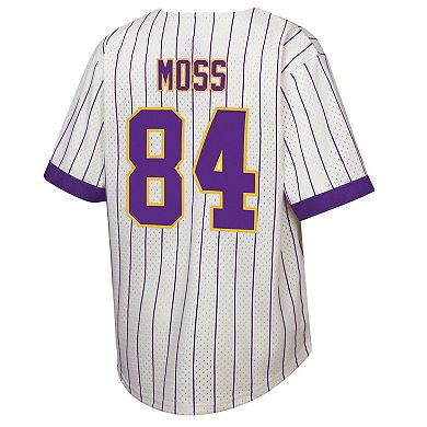 Youth Mitchell & Ness Randy Moss Cream Minnesota Vikings Retired Player Name & Number Baseball Jersey