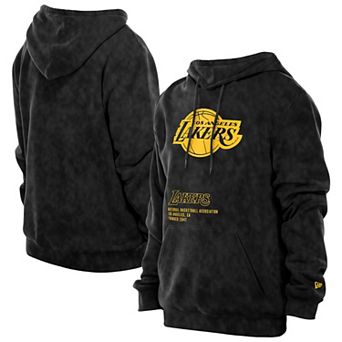 Men's New Era Black Los Angeles Lakers Sport Night Mineral Wash Pullover Hoodie
