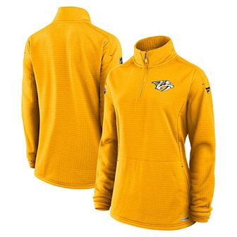 Women's Fanatics Gold Nashville Predators Authentic Pro Rink Quarter-Zip Pullover