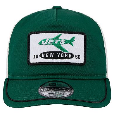 Men's New Era Green/White New York Jets Patch 19TWENTY Adjustable Hat