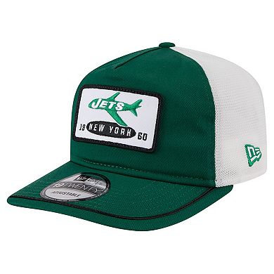 Men's New Era Green/White New York Jets Patch 19TWENTY Adjustable Hat