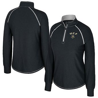 Women's Colosseum Black UCF Knights Bikram Raglan Quarter-Zip Top