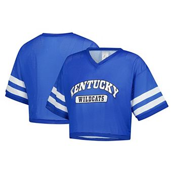 Women's ZooZatz Royal Kentucky Wildcats V-Neck Mesh Cropped T-Shirt