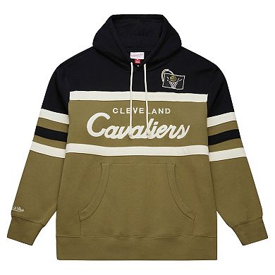 Men's Mitchell & Ness Olive/Black Cleveland Cavaliers Double Clutch Head Coach Hoodie