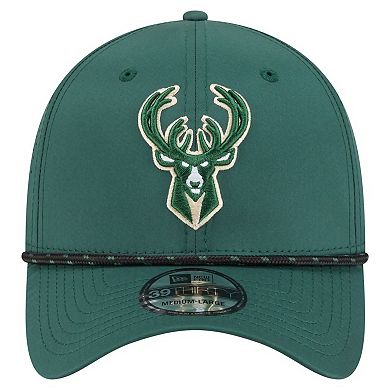 Men's New Era Hunter Green Milwaukee Bucks Featherweight Poly Rope Flex 39Thirty Hat