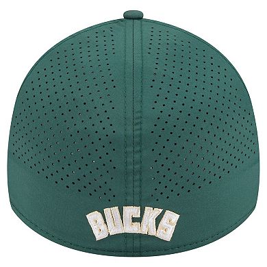 Men's New Era Hunter Green Milwaukee Bucks Featherweight Poly Rope Flex 39Thirty Hat