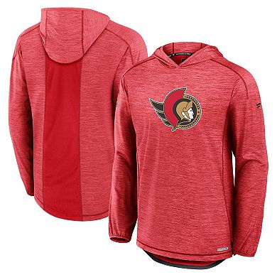 Men's Fanatics Heather Red Ottawa Senators Authentic Pro Rink Pullover Hoodie