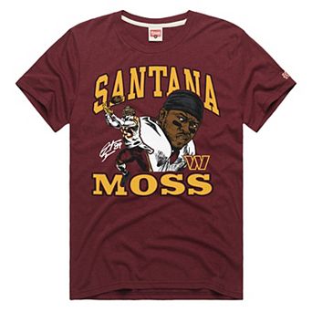 Unisex Homage Santana Moss Burgundy Washington Commanders Retired Player Classic Caricature T-Shirt