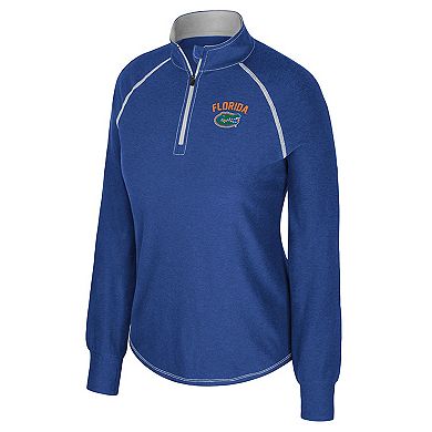 Women's Colosseum Royal Florida Gators Bikram Raglan Quarter-Zip Top