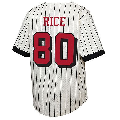 Youth Mitchell & Ness Jerry Rice Cream San Francisco 49ers Retired Player Name & Number Baseball Jersey