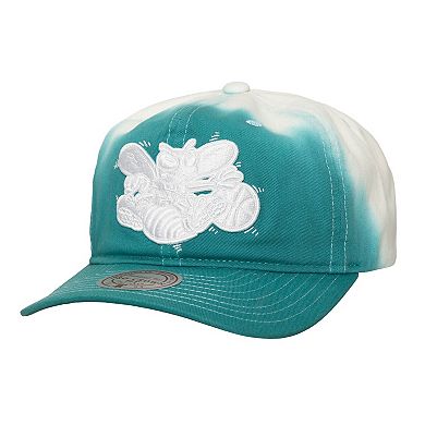 Men's Mitchell & Ness Teal/White Charlotte Hornets Dip Dye Pro Crown Adjustable Hat