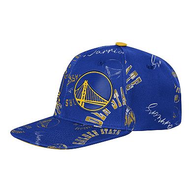 Youth Outerstuff Royal Golden State Warriors Street Hooper Allover Print Snapback Hat