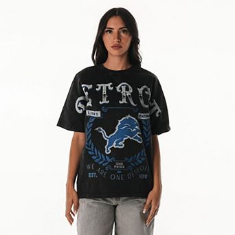 Women's The Wild Collective Black Detroit Lions Oversized Laurel Graphic Dolman T-Shirt