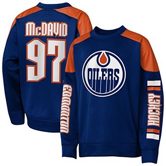 Youth Outerstuff Connor McDavid Royal Edmonton Oilers Best Defense Name & Number Crewneck Sweatshirt