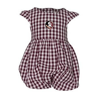 Girl's Infant Garb Garnet Florida State Seminoles Cara Gingham Ruffled Bodysuit