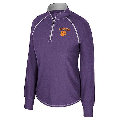 Women's Colosseum Purple Clemson Tigers Bikram Raglan Quarter-Zip Top