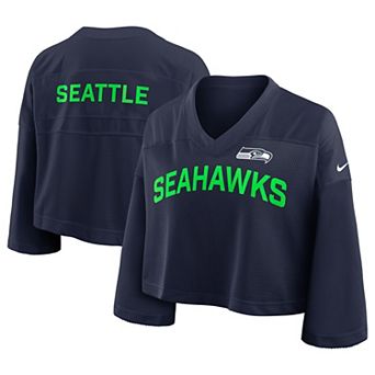 Women's Nike College Navy Seattle Seahawks Primetime Cropped Mesh Dri-FIT Fashion Jersey