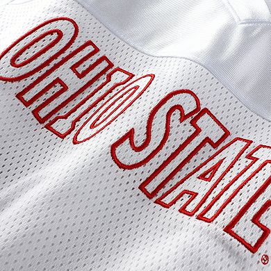 Women's ZooZatz White Ohio State Buckeyes Mesh Cropped V-Neck T-Shirt