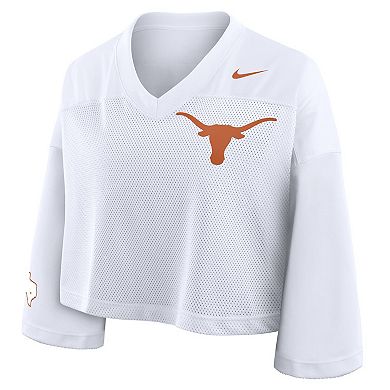 Women's Nike White Texas Longhorns Cropped Mesh Dri-FIT Fashion Jersey