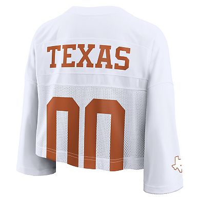 Women's Nike White Texas Longhorns Cropped Mesh Dri-FIT Fashion Jersey