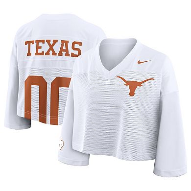 Women's Nike White Texas Longhorns Cropped Mesh Dri-FIT Fashion Jersey