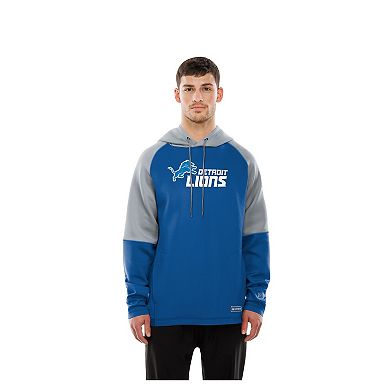 Men's New Era Blue Detroit Lions Combine Authentic Color Block Raglan Pullover Hoodie