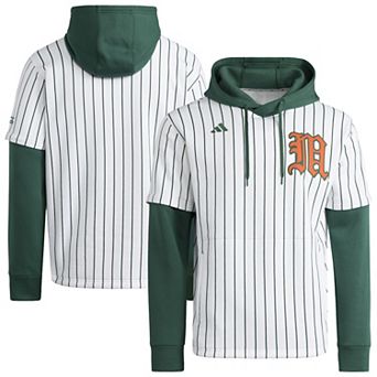 Men's adidas White/Green Miami Hurricanes Baseball Jersey Hoodie