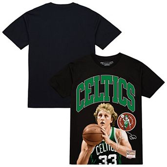 Men's Mitchell & Ness Larry Bird Black Boston Celtics Hardwood Classics Player Arch T-Shirt