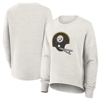 Women's Fanatics Heather Gray Pittsburgh Steelers Oversized Hometown Pullover Sweatshirt