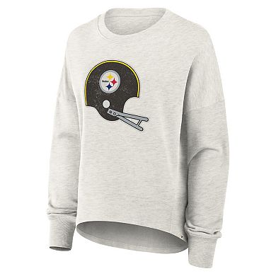 Women's Fanatics Heather Gray Pittsburgh Steelers Oversized Hometown Pullover Sweatshirt