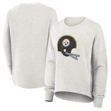Women's Fanatics Heather Gray Pittsburgh Steelers Oversized Hometown Pullover Sweatshirt