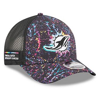 Men's New Era Black Miami Dolphins 2025 NFL Crucial Catch 9FORTY Adjustable Hat