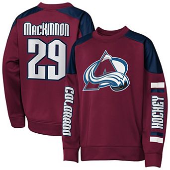 Youth Outerstuff Nathan MacKinnon Burgundy Colorado Avalanche Best Defense Name & Number Crewneck Sweatshirt
