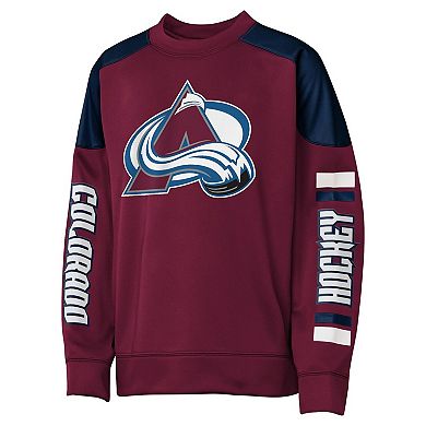 Youth Outerstuff Nathan MacKinnon Burgundy Colorado Avalanche Best Defense Name & Number Crewneck Sweatshirt